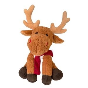Gitzy Reindeer Plush Stuffed Animal Brown Christmas Holiday Deer with Red Scarf